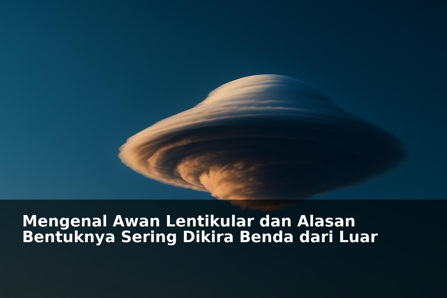 Awan lentikular berwarna putih dengan bentuk seperti piring terbang di langit biru
