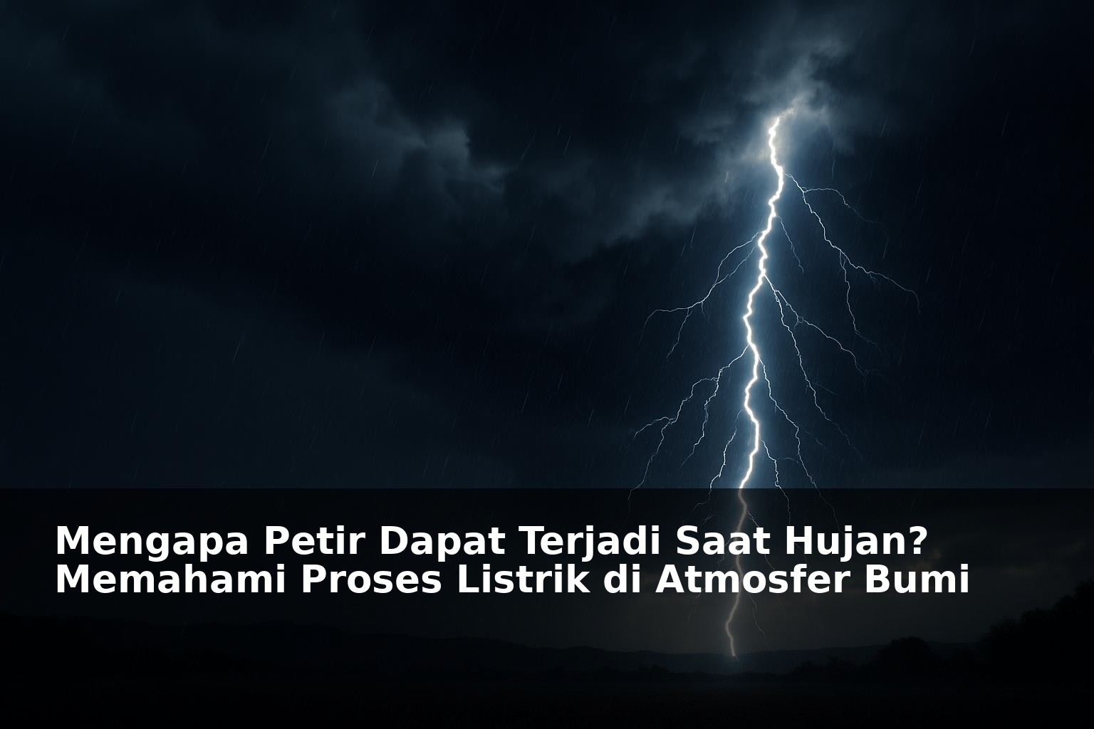 Petir menyambar di langit saat hujan deras