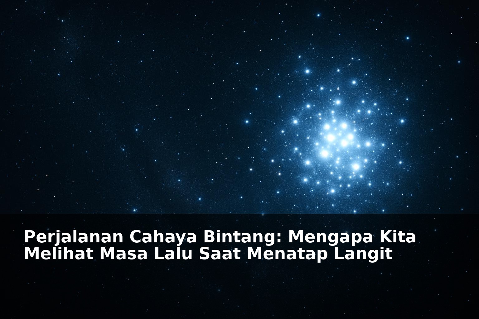 Langit malam dengan bintang terang dan latar belakang gelap dengan ruang kosong di kiri untuk teks