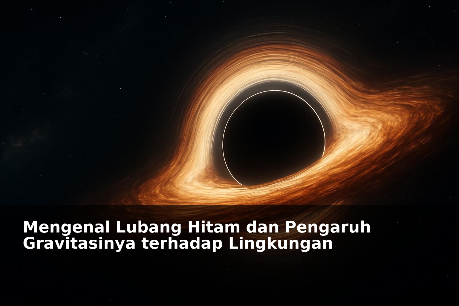 Visual ilustrasi lubang hitam dengan efek gravitasi di ruang angkasa