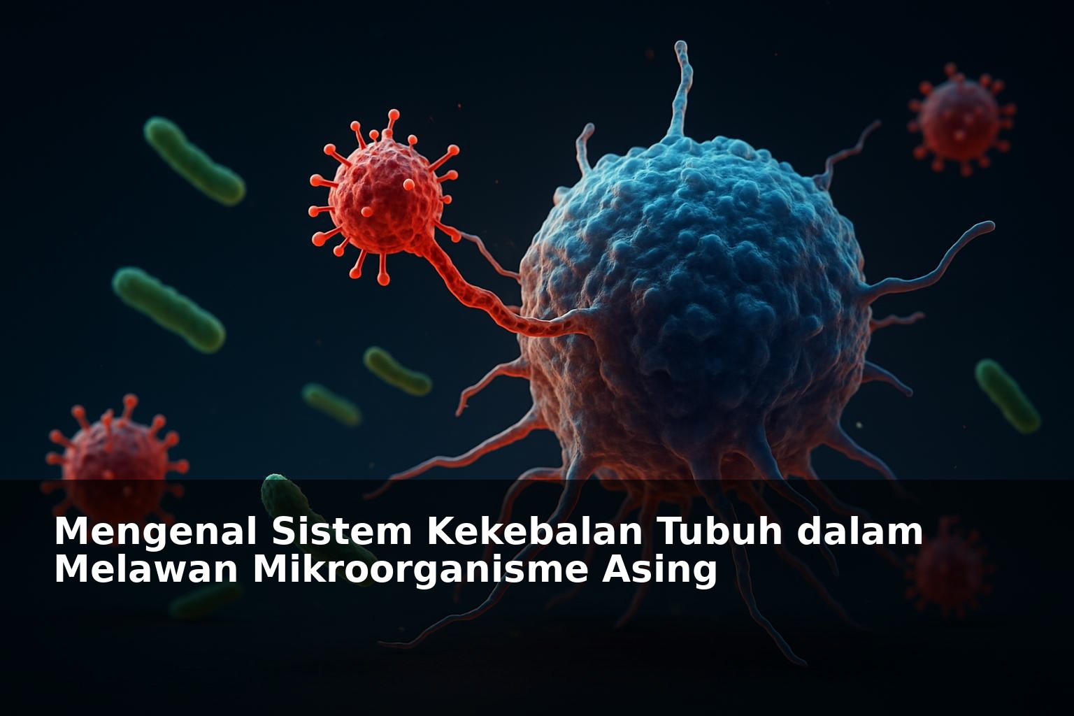 Ilustrasi sistem kekebalan tubuh melawan mikroorganisme asing
